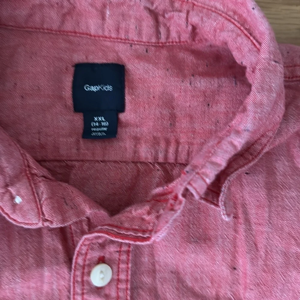 Gap Kids | Red Button Down Shirt | Textured Red | size XXL (14-16)